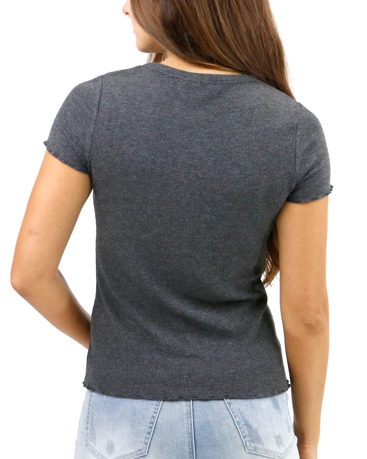 Grace and Lace- Fitted Ribbed Tee in Charcoal