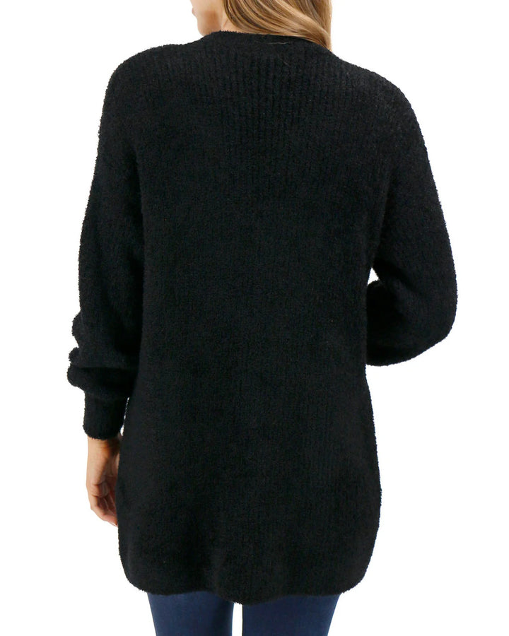 Grace and LaceOversized Knit Fuzzy Cardigan - Black