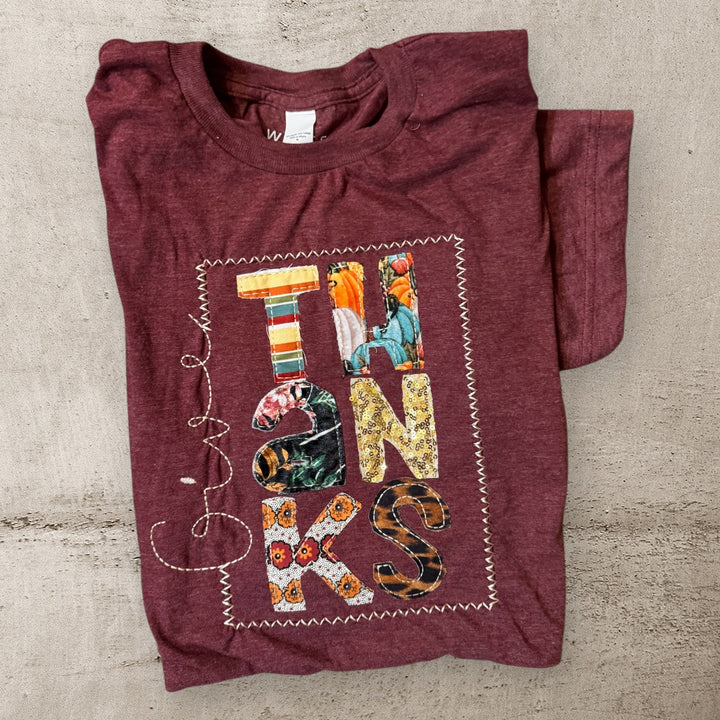 Give Thanks Tee | Handmade Applique Design