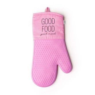 Krumbs Kitchen Homemade Happiness Silicone Over Mitts-Good Food, Good Mood