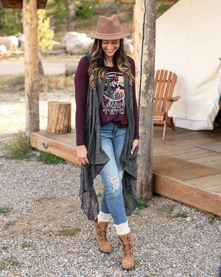 Grace and Lace Graphic Long Sleeve Tee - Grand Teton