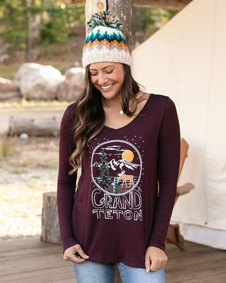 Grace and Lace Graphic Long Sleeve Tee - Grand Teton