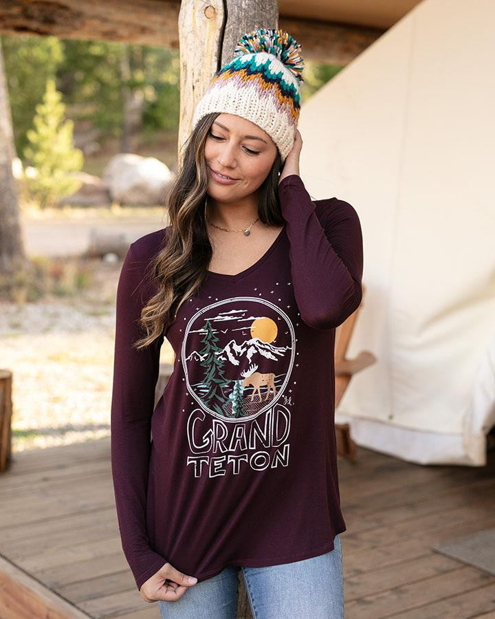 Grace and Lace Graphic Long Sleeve Tee - Grand Teton