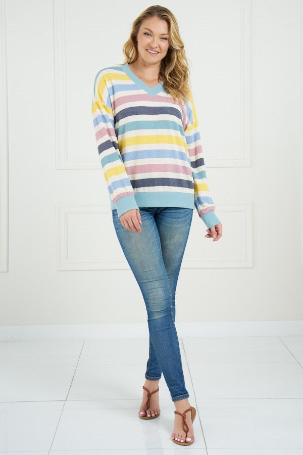 Chris & Carol Striped Top - Sage/Multi