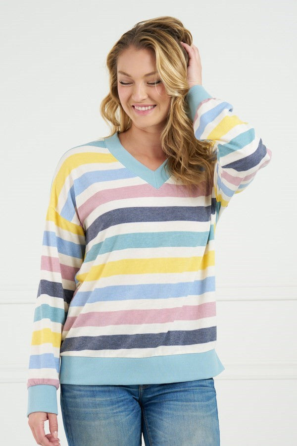 Chris & Carol Striped Top - Sage/Multi