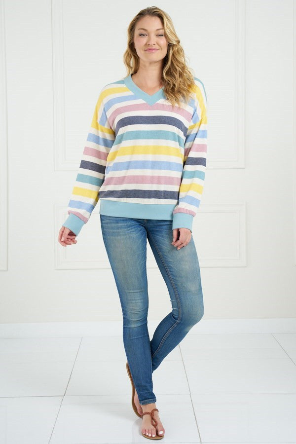 Chris & Carol Striped Top - Sage/Multi