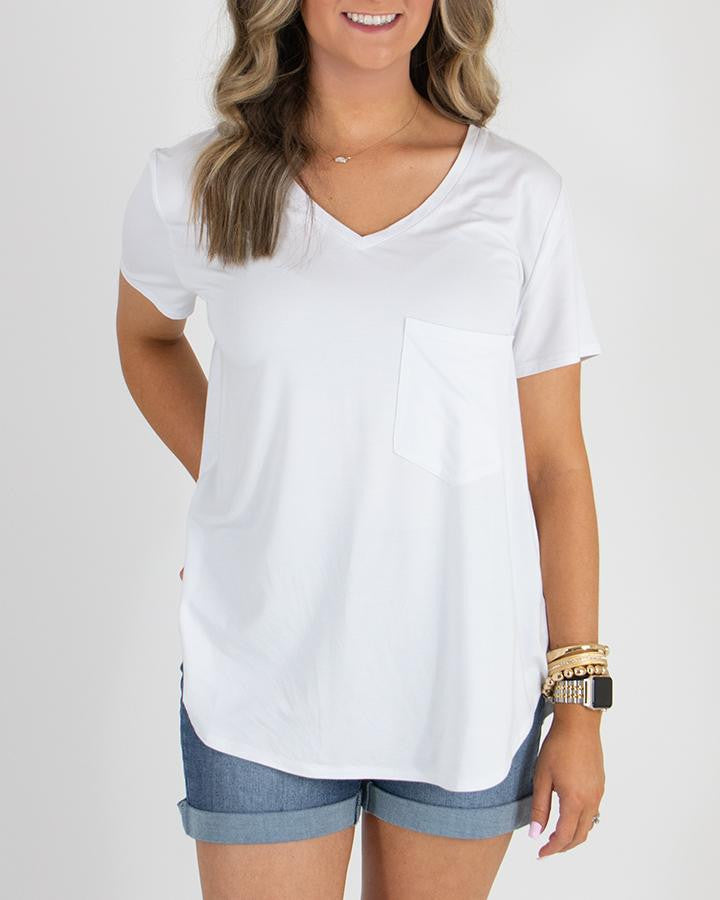 Grace and Lace Perfect Pocket Tee - Heavy Gauge - Bright White