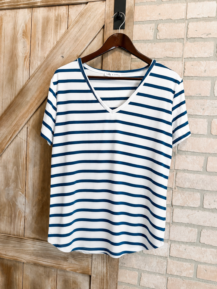 Coastal Classic Striped V-Neck Tee