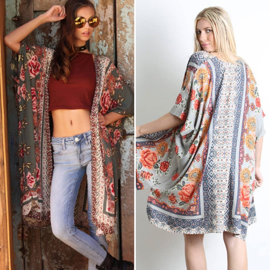 Boho Bloom Lightweight Kimono - 2 COLORS