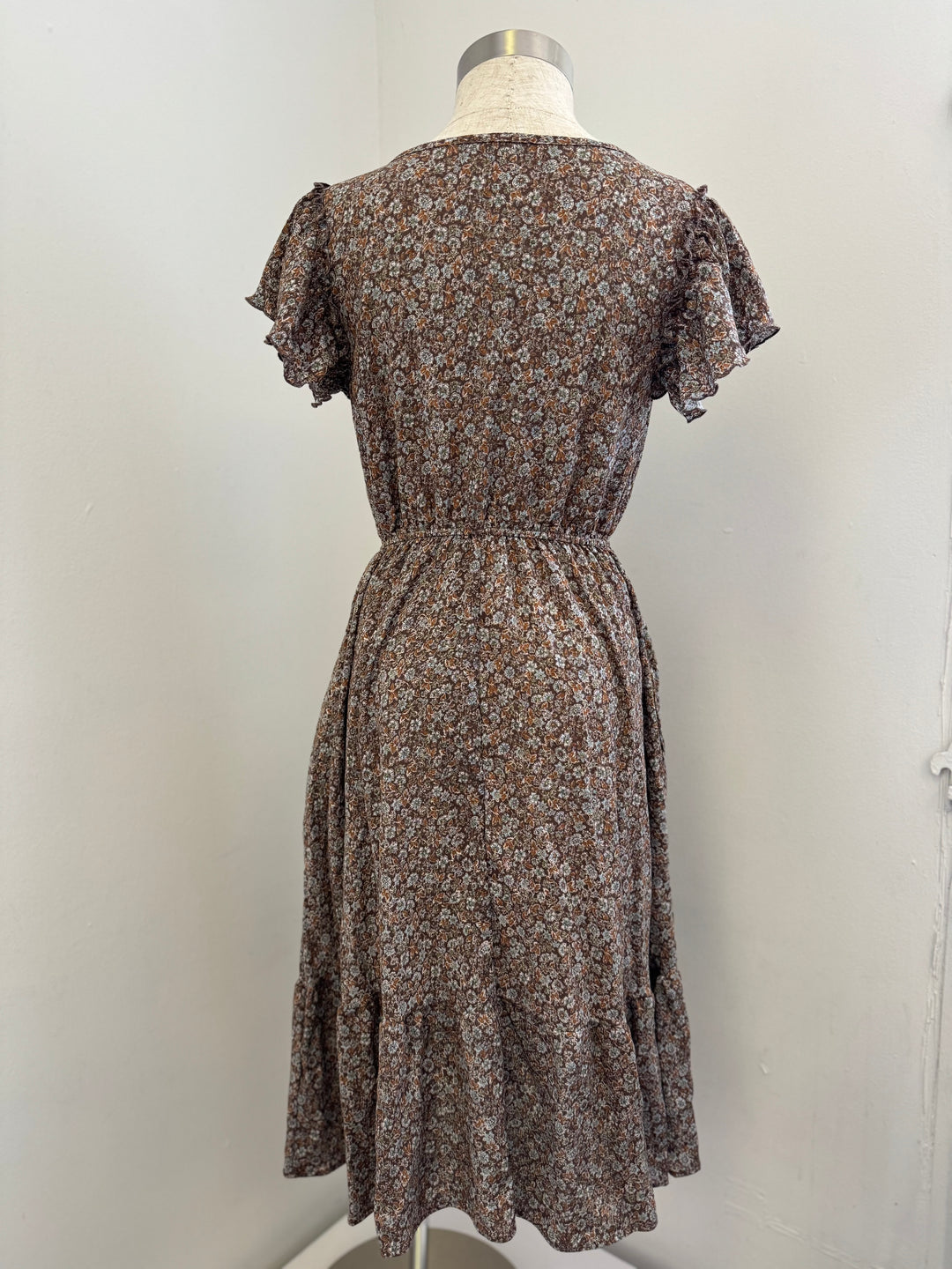 Brown Floral Print Dress