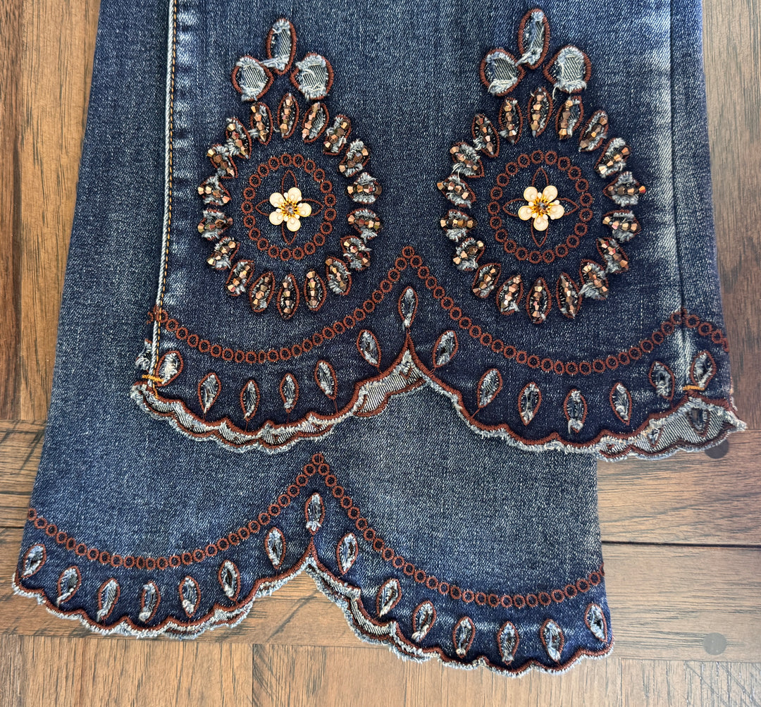 EverStretch Flare Jean with Beaded Scallop Hem