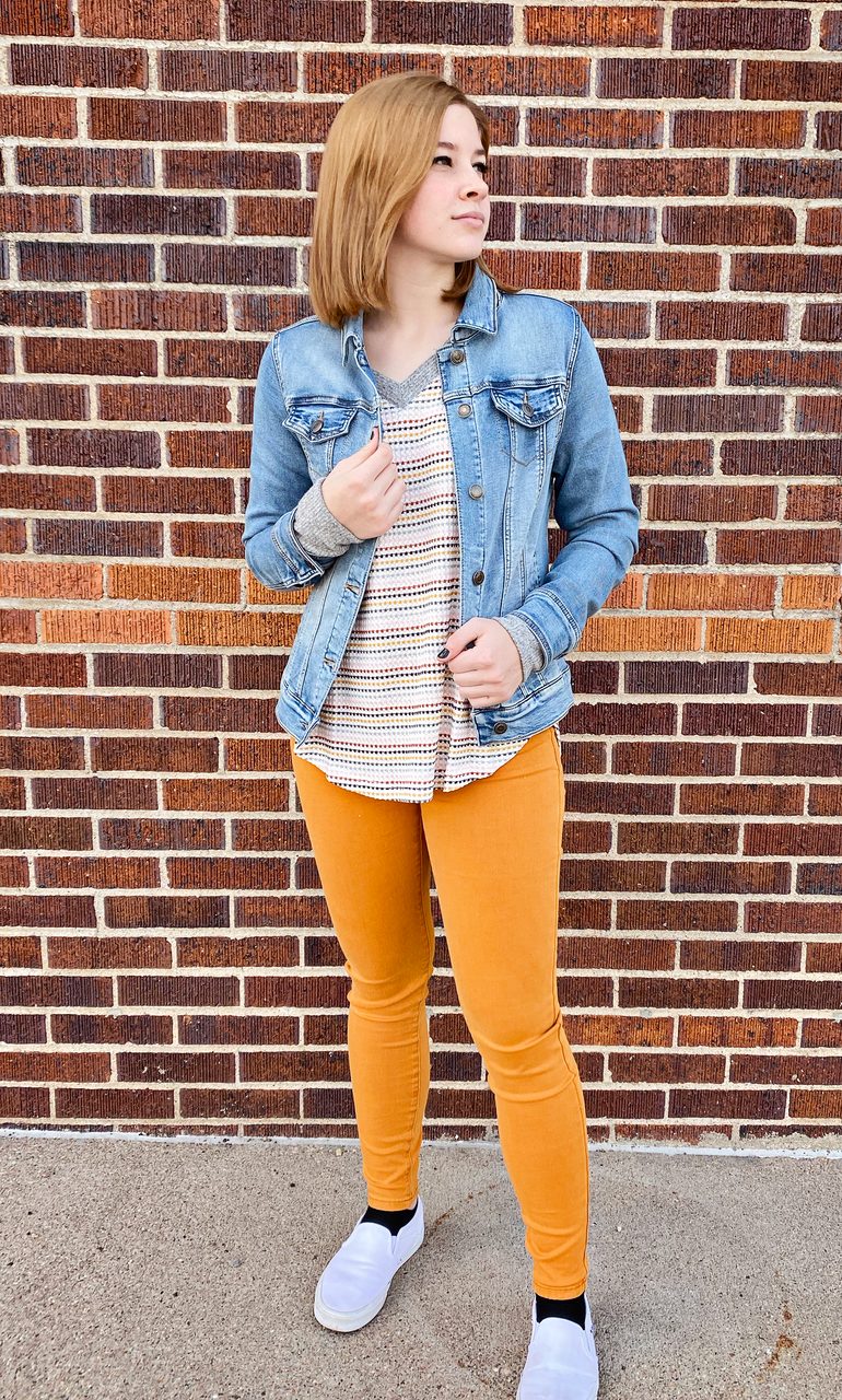 Grace and Lace Colored Jeggings - Mustard