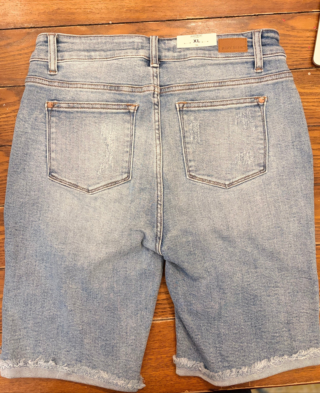 Judy Blue-"Feisty Mamacita" Destroyed Bermuda Shorts.