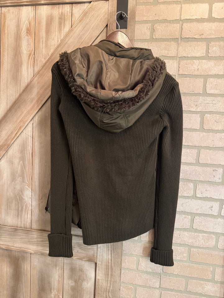 Grace and Lace Slim Fit Jacket with Hood - Olive