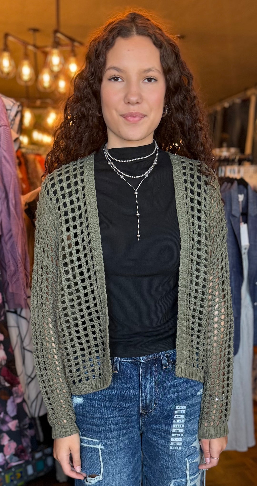 Breezy Does It Crochet Cardigan - Olive