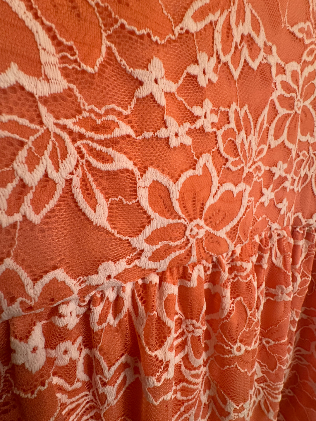 Coral & Cream Sunset Lace Maxi Dress