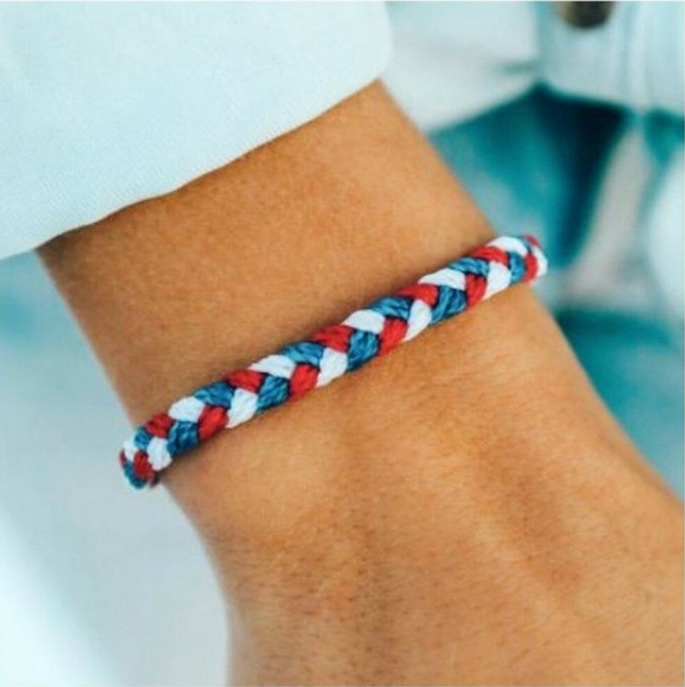 PURA VIDA BRAIDED BRACELET - RED, WHITE, & BLUE