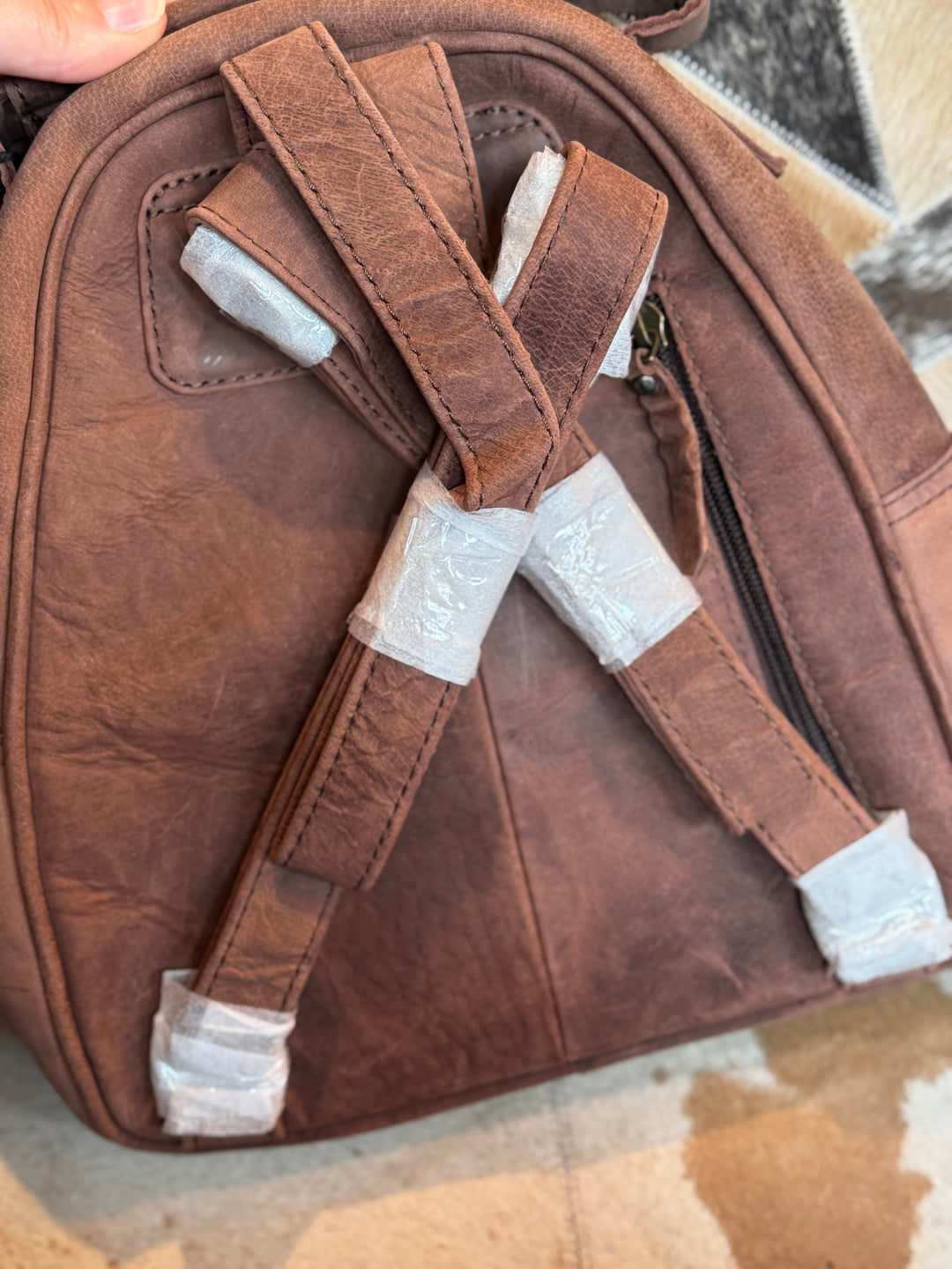Tooled Leather Mini Backpack 