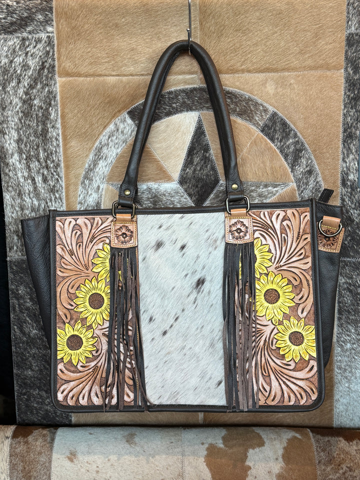 Sunflowers Cowhide Purse