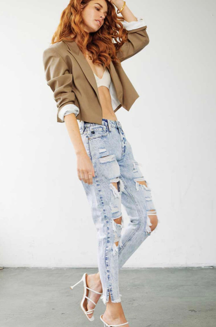 Kancan Collie High Rise Distressed Mom Jeans