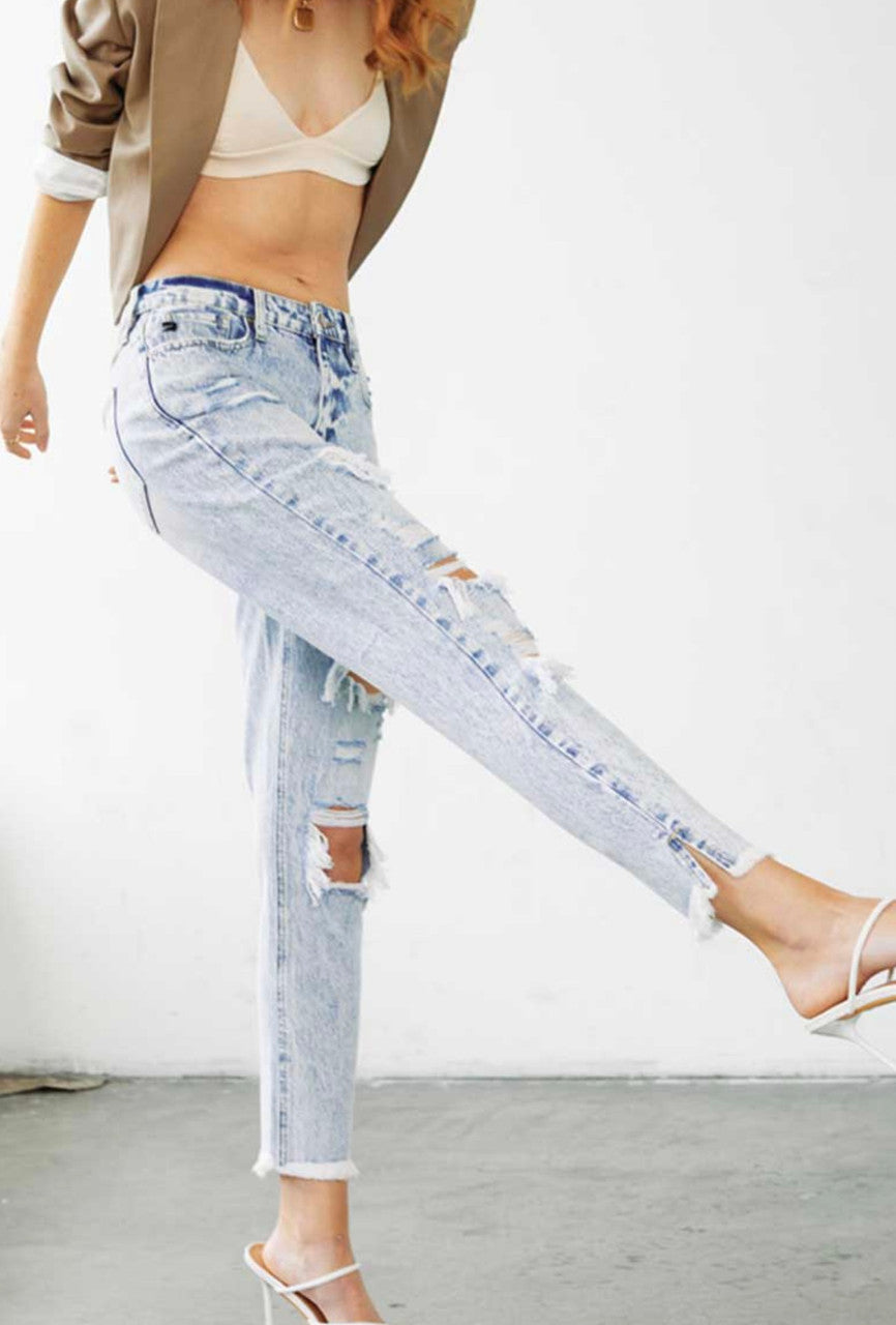 Kancan Collie High Rise Distressed Mom Jeans
