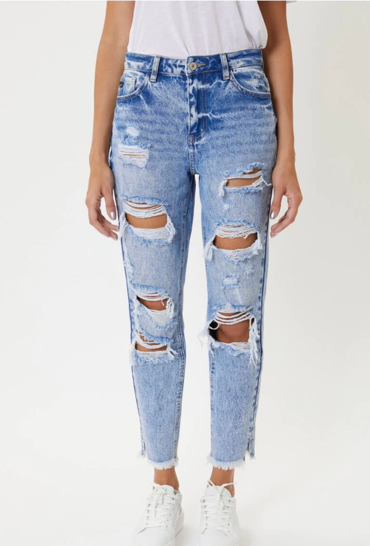 Kancan Collie High Rise Distressed Mom Jeans
