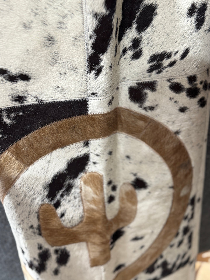 Cactus Patchwork Genuine Cowhide Square Rug