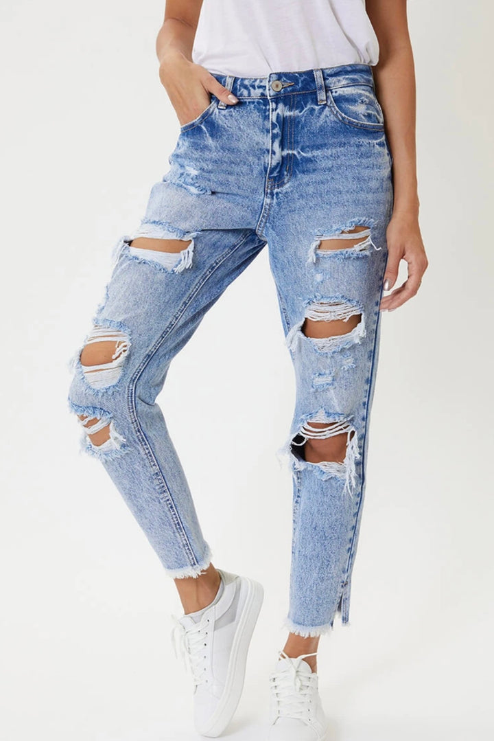 Kancan Collie High Rise Distressed Mom Jeans