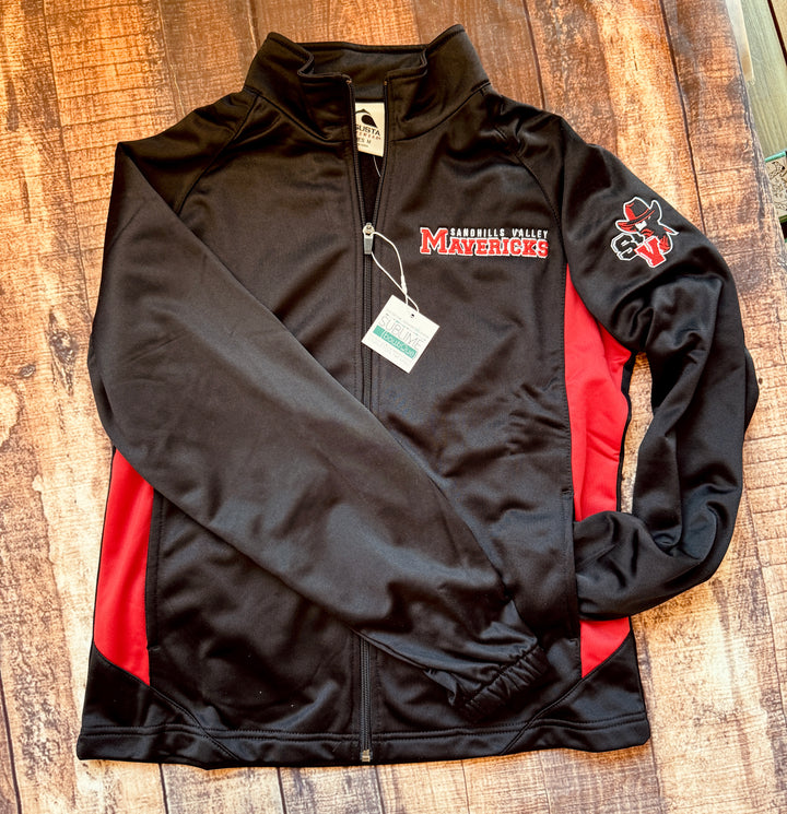 Lady Mavericks Augusta Medalist Jacket  Black/Red- Double Embroidery on Arm and Chest (Medium)