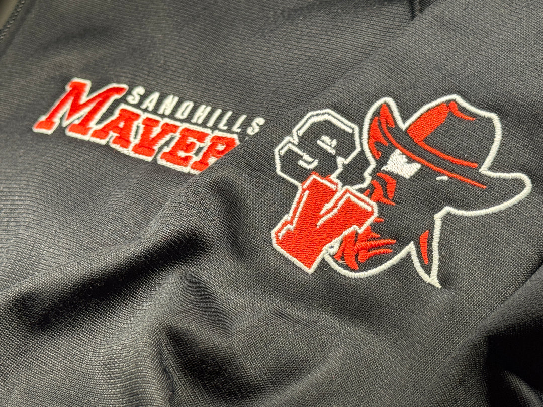 Lady Mavericks Augusta Medalist Jacket  Black/Red- Double Embroidery on Arm and Chest (Medium)