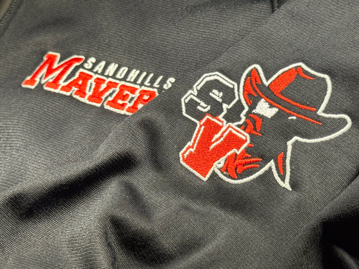Lady Mavericks Augusta Medalist Jacket  Black/Red- Double Embroidery on Arm and Chest (Medium)