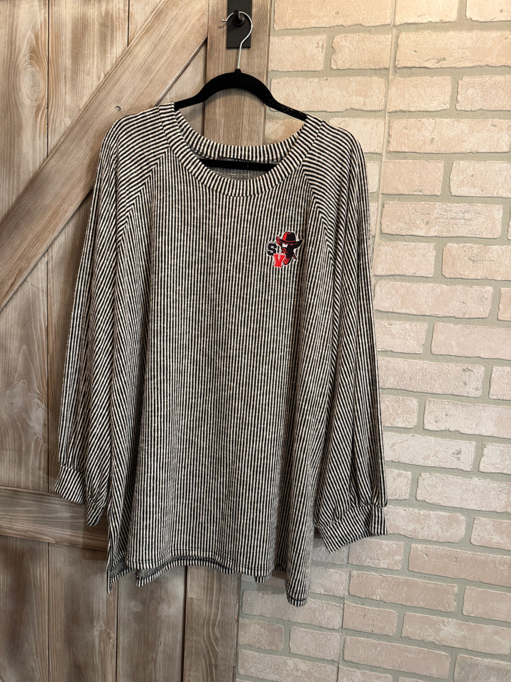 Lady Mavericks Corded Balloon Sleeve Blouse - Embroidered SV Mavericks Logo - 3X only