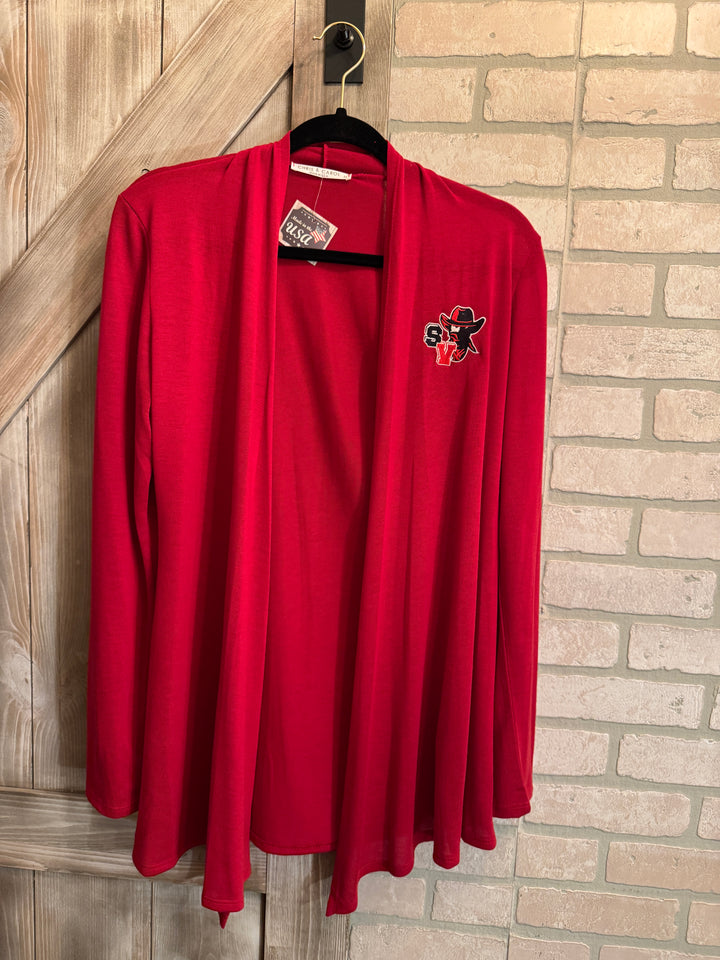 Lady Mavericks Cardigans - Regular & Plus Sizes - Red - Embroidered SV Mavericks Logo