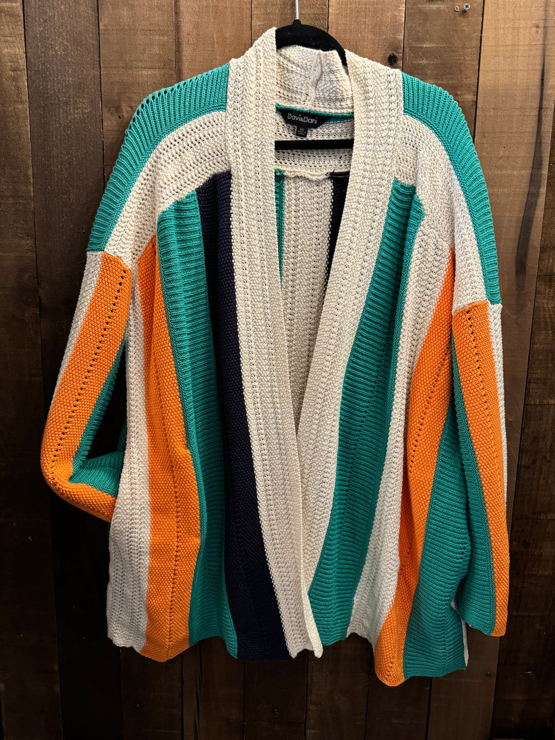 PLUS COLOR BLOCK LONG SLEEVE CARDIGAN
