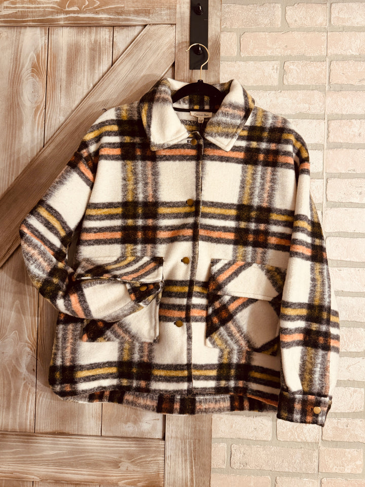 Cotton Bleu Heavy Weight Brushed Plaid Shacket