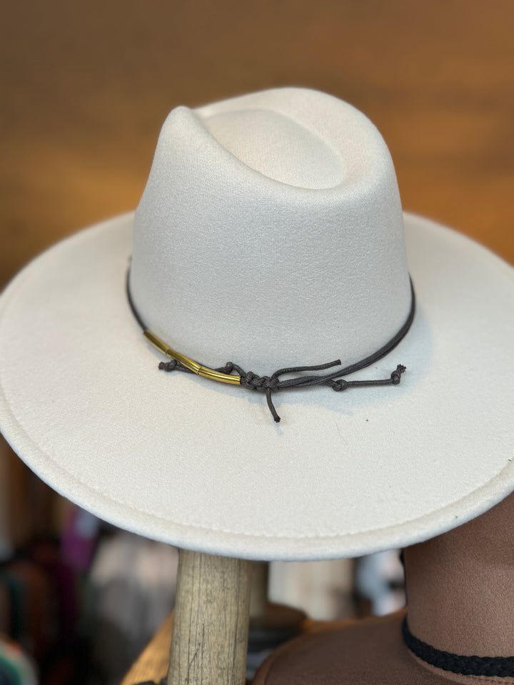 Grace and Lace- Wide Brim Felt Hat in Cream