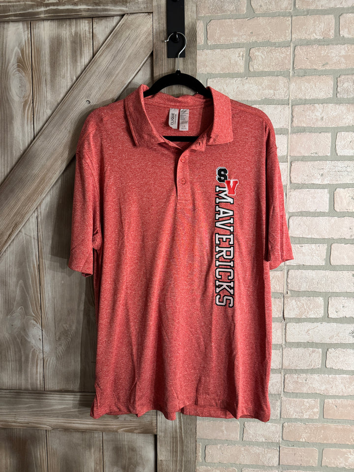 Mavericks Clique Charge Active Mens Short Sleeve Polo - Cardinal Heather Red