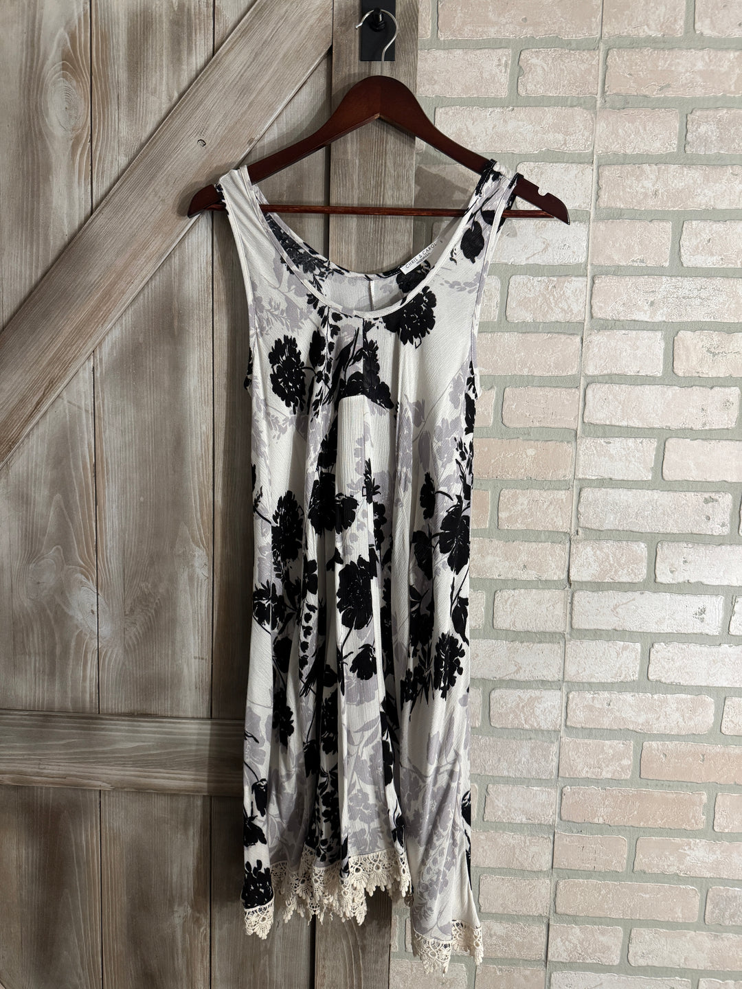 Midnight Garden Crochet Trimmed Dress