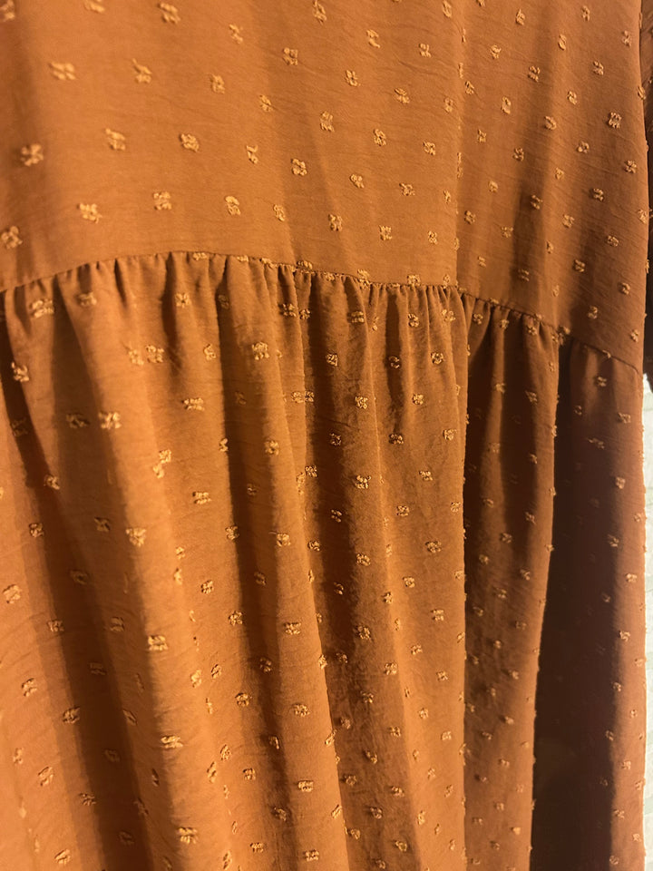 Rust Swiss Dot Babydoll Dress