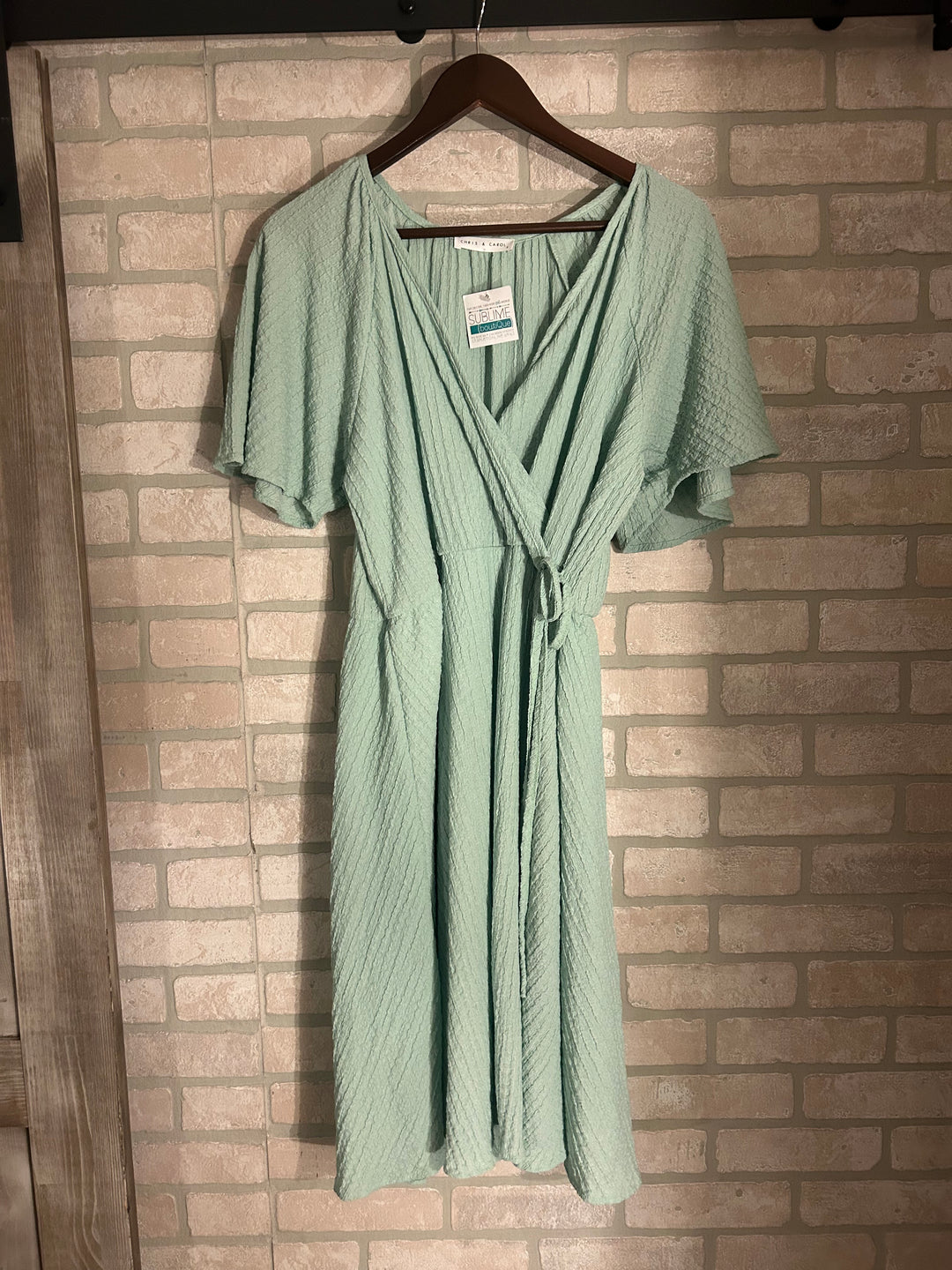 Seafoam Faux Wrap Dress
