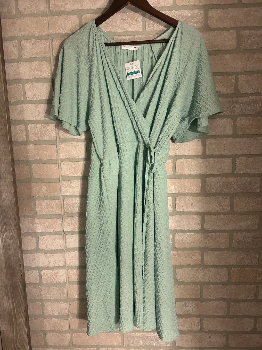 Seafoam Faux Wrap Dress