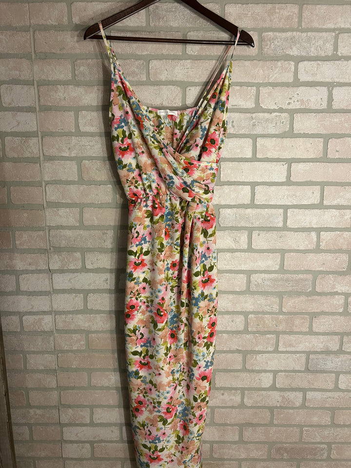 Blushing Garden Faux Wrap Maxi Dress