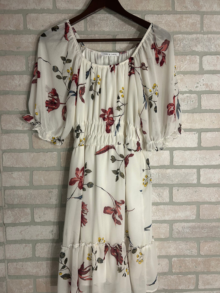 Ivory Bloom Smocked Waist Dress