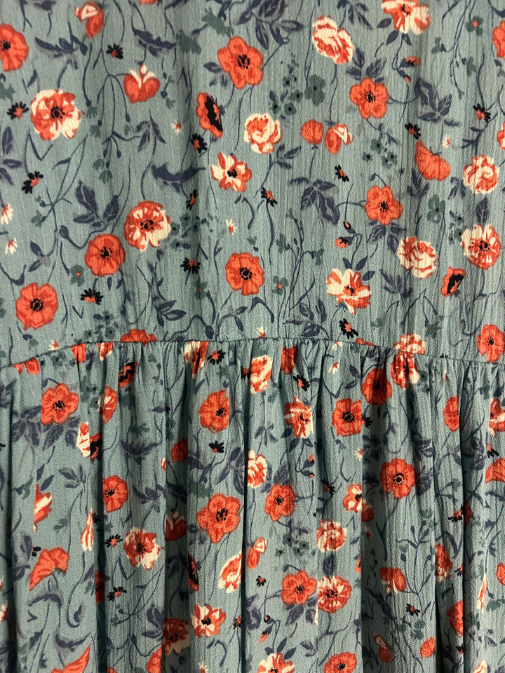 Dusty Teal Wildflower Babydoll Dress