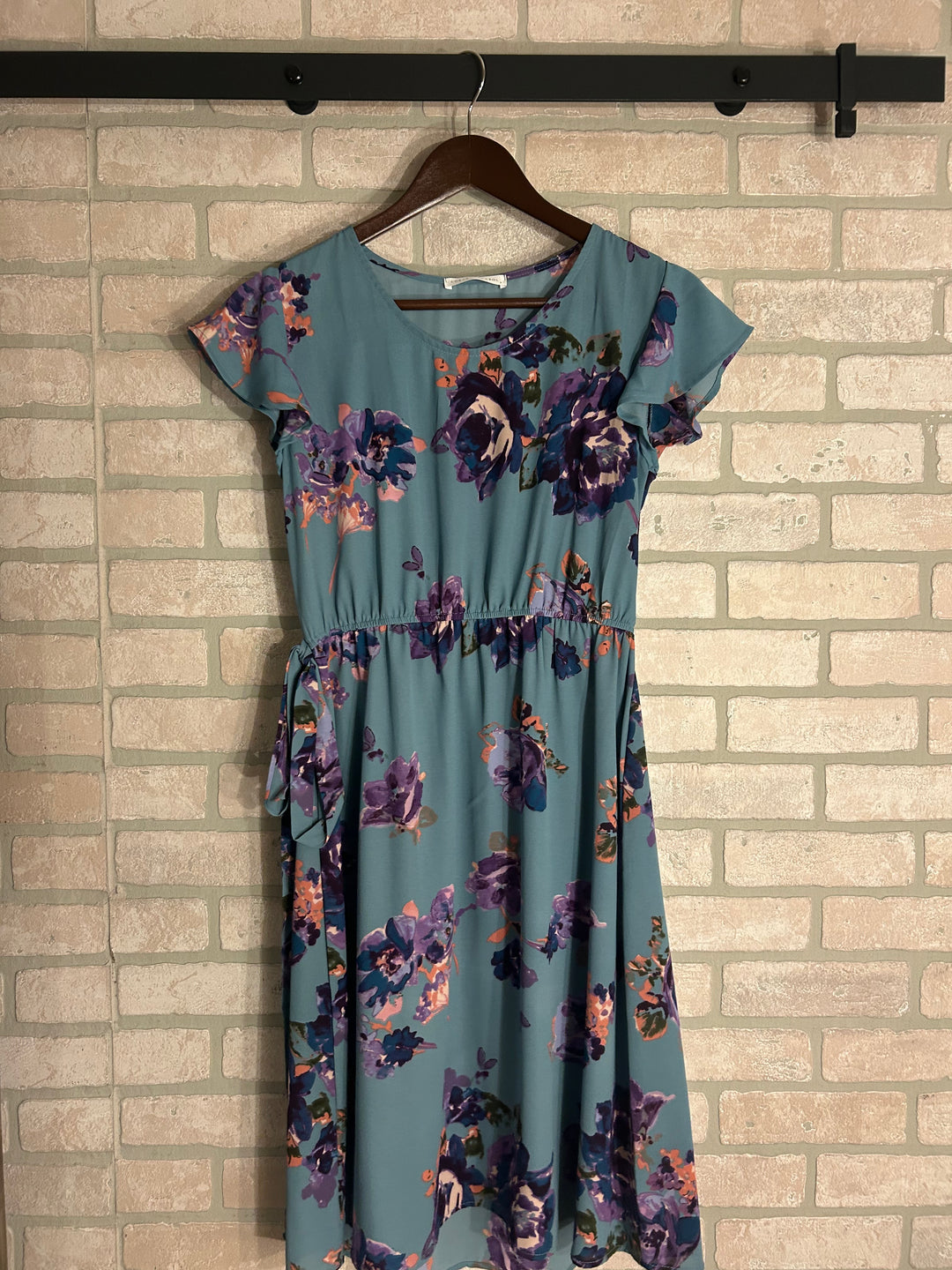 Dusty Blue Floral Print Dress