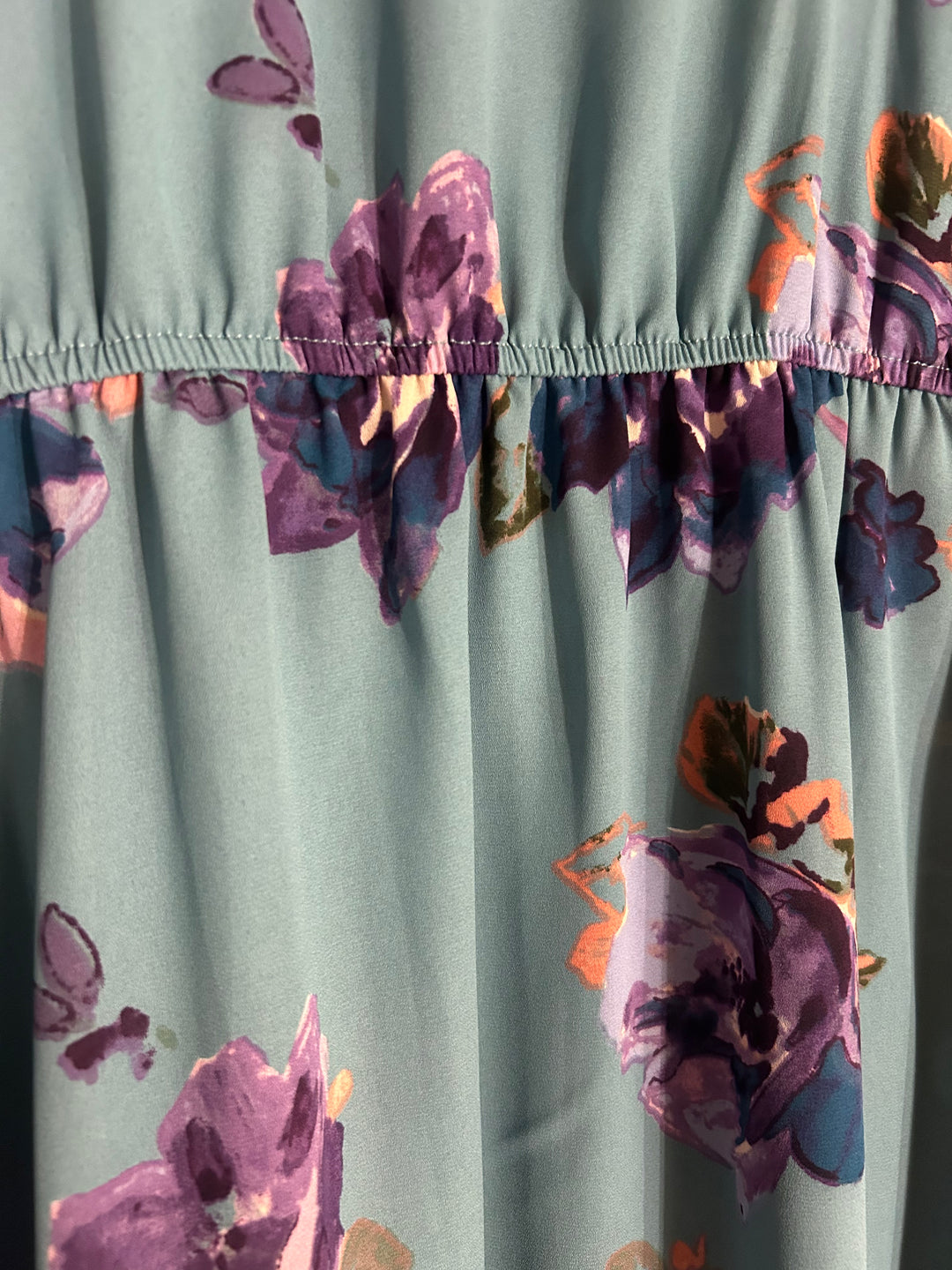 Dusty Blue Floral Print Dress