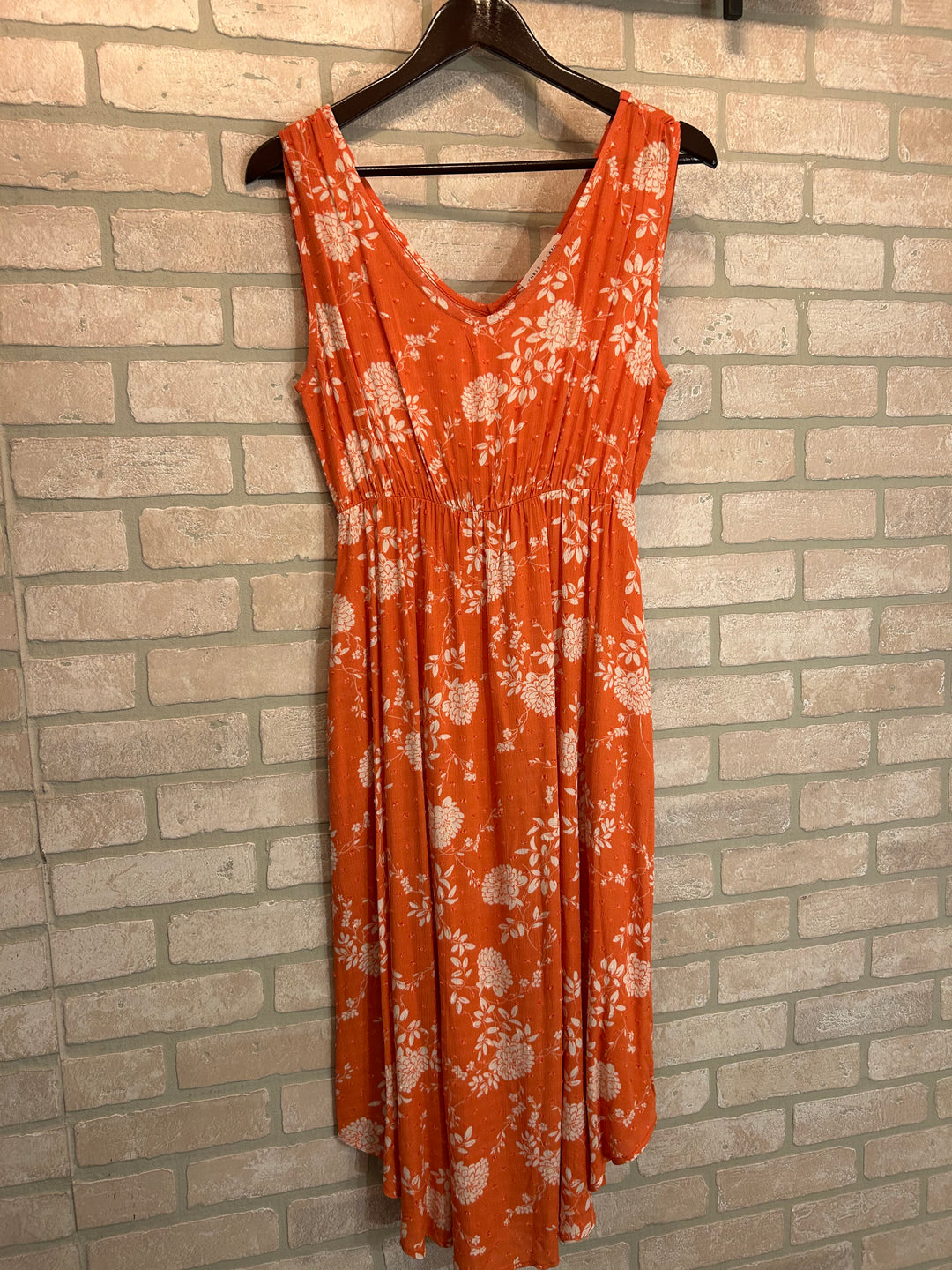 Sunset Blossom Swiss Dot Sleeveless Dress