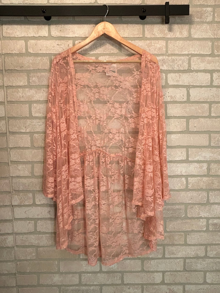 Blush Bloom Lace Kimono