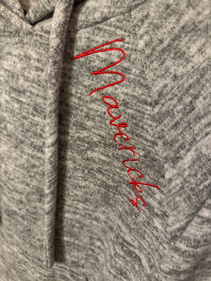 Lady Mavericks  Hooded Pullover - Light Gray - Red Embroidery