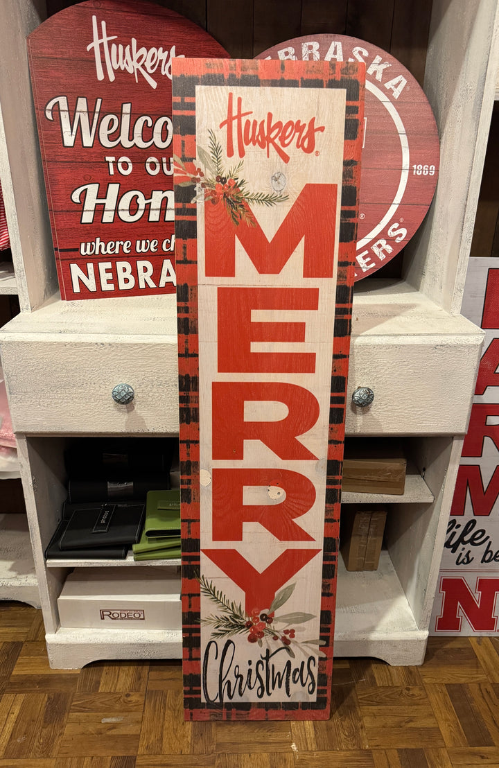 12x48 Merry Christmas Sign Nebraska Cornhuskers